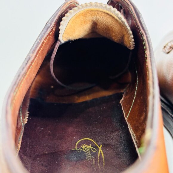 Vtg Florsheim Imperial Pebbled Brown Leather Plain Toe Shoes 8 C main image 5